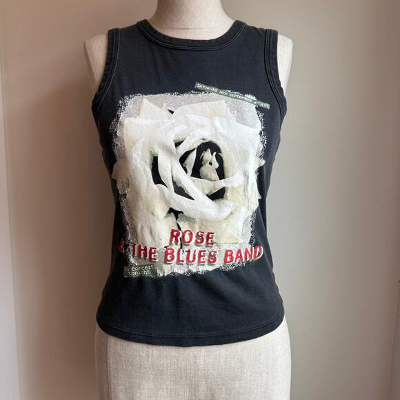 Zara Basic Graphic Tank Top Rose & The Blues Band Black Women’s L - Picture 3 of 7